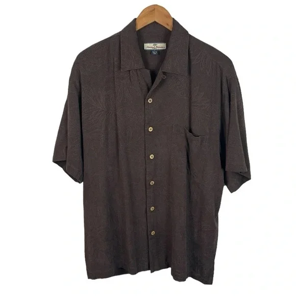 BF628 Men’s Tommy Bahama 100% SILK Casual Palm Tree Beach Button Down Shirt L - Picture 3 of 6